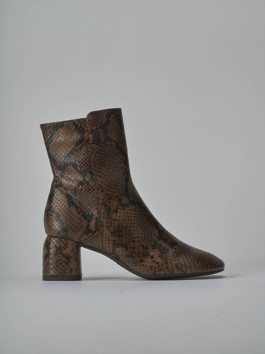 Stivaletti tacco 6cm pitone marrone