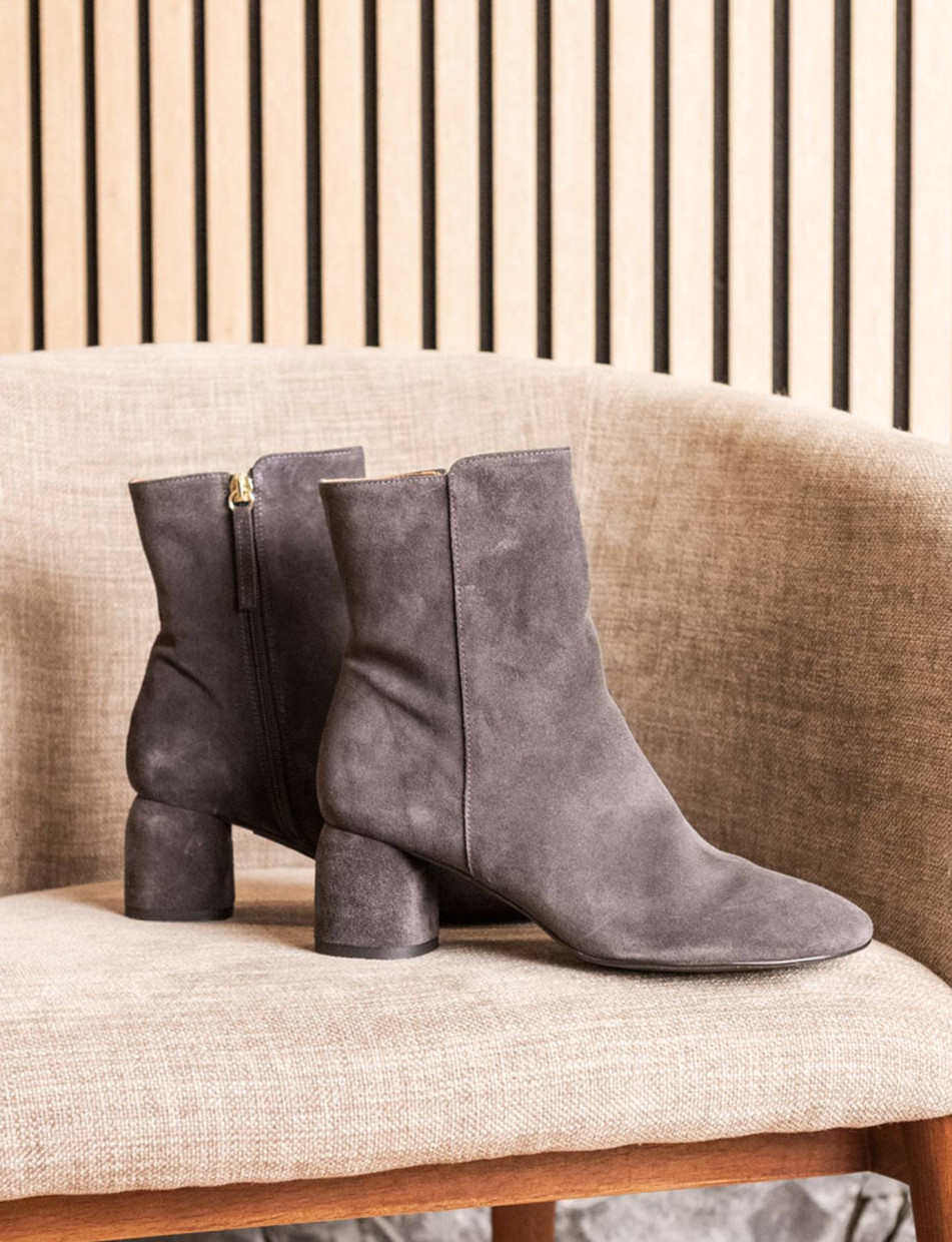 Botines de tacón alto tacón 6 cm gris ante