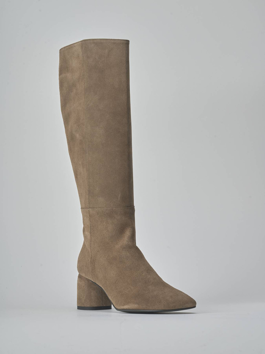 Stivali tacco 6cm camoscio beige