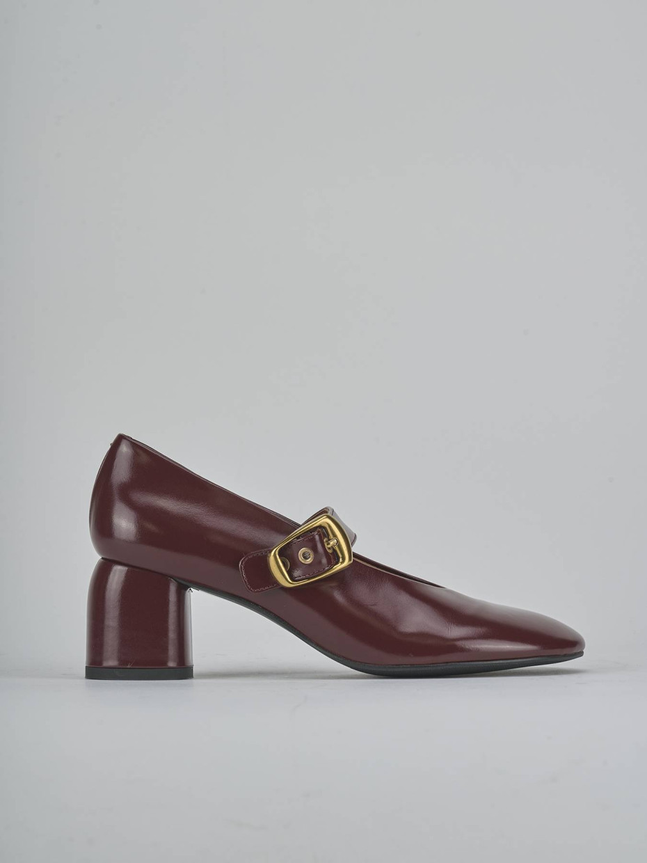 Zapatos de salón tacón 6 cm burdeos cuero