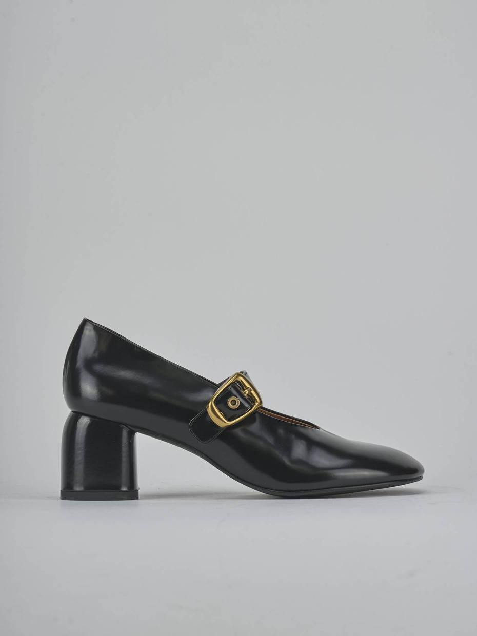 Zapatos de salón tacón 6 cm negro cuero