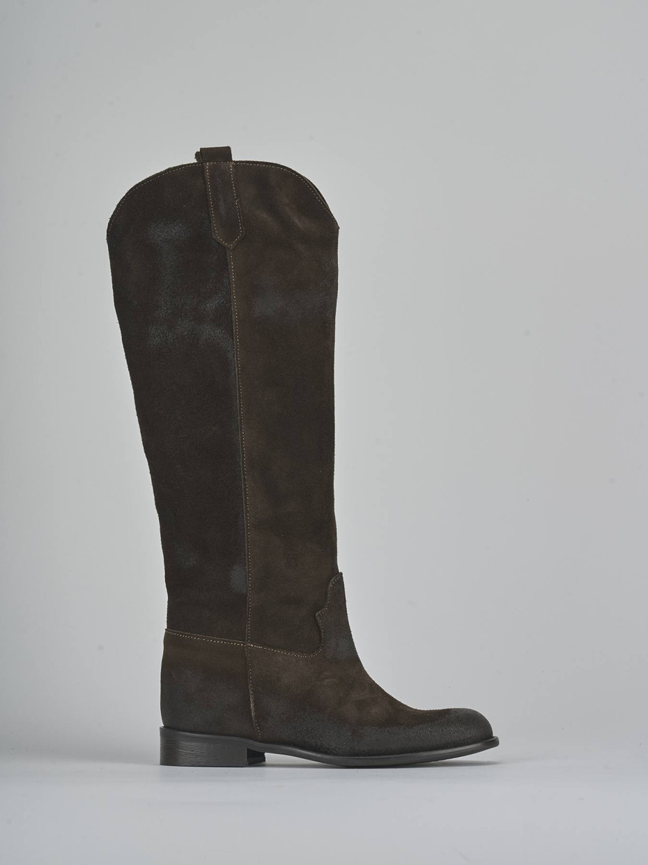 Stivali tacco 2cm camoscio testa
