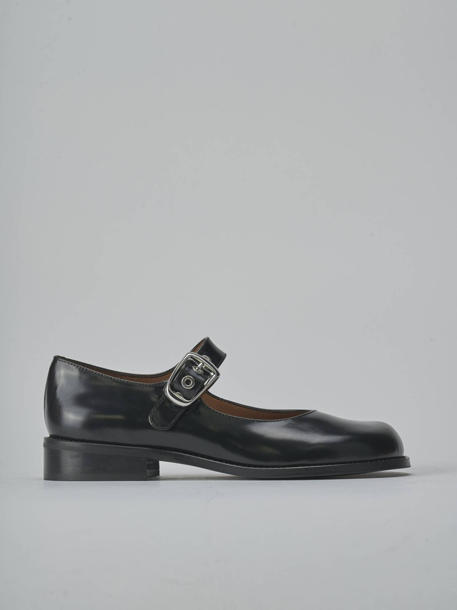 Bailarinas tacón 2 cm negro cuero