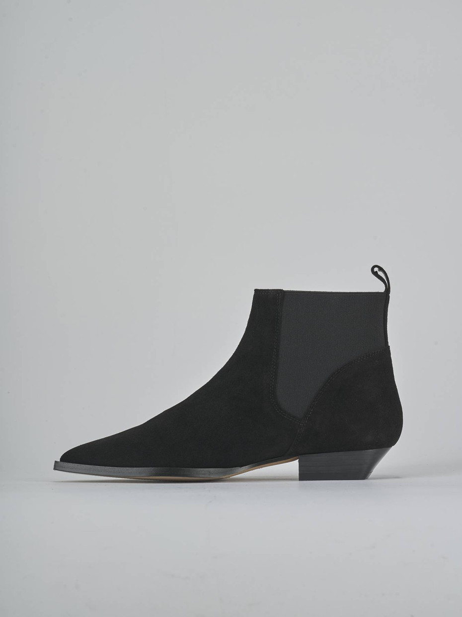 Stivaletti tacco 2cm camoscio nero
