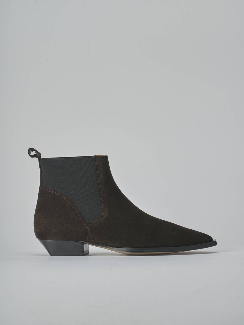 Low heel ankle boots heel 2 cm dark brown suede