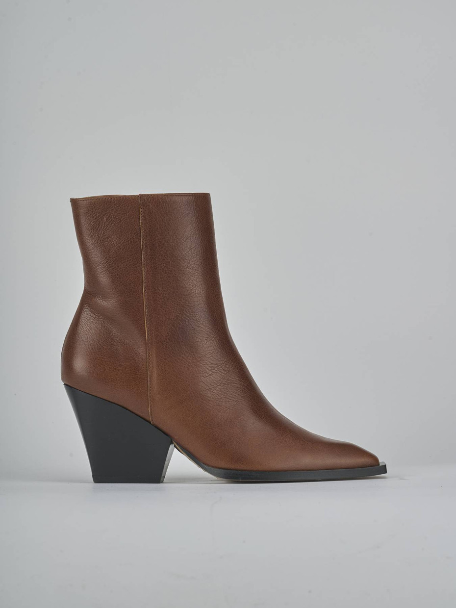 Botines de tacón alto tacón 8 cm marrón cuero