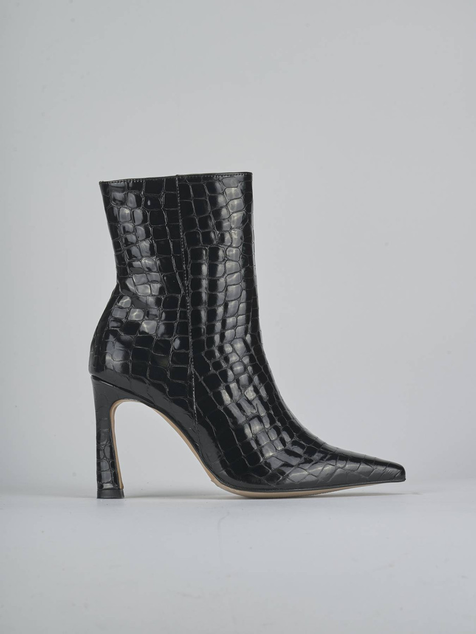 Botines de tacón alto tacón 9 cm negro efecto coco
