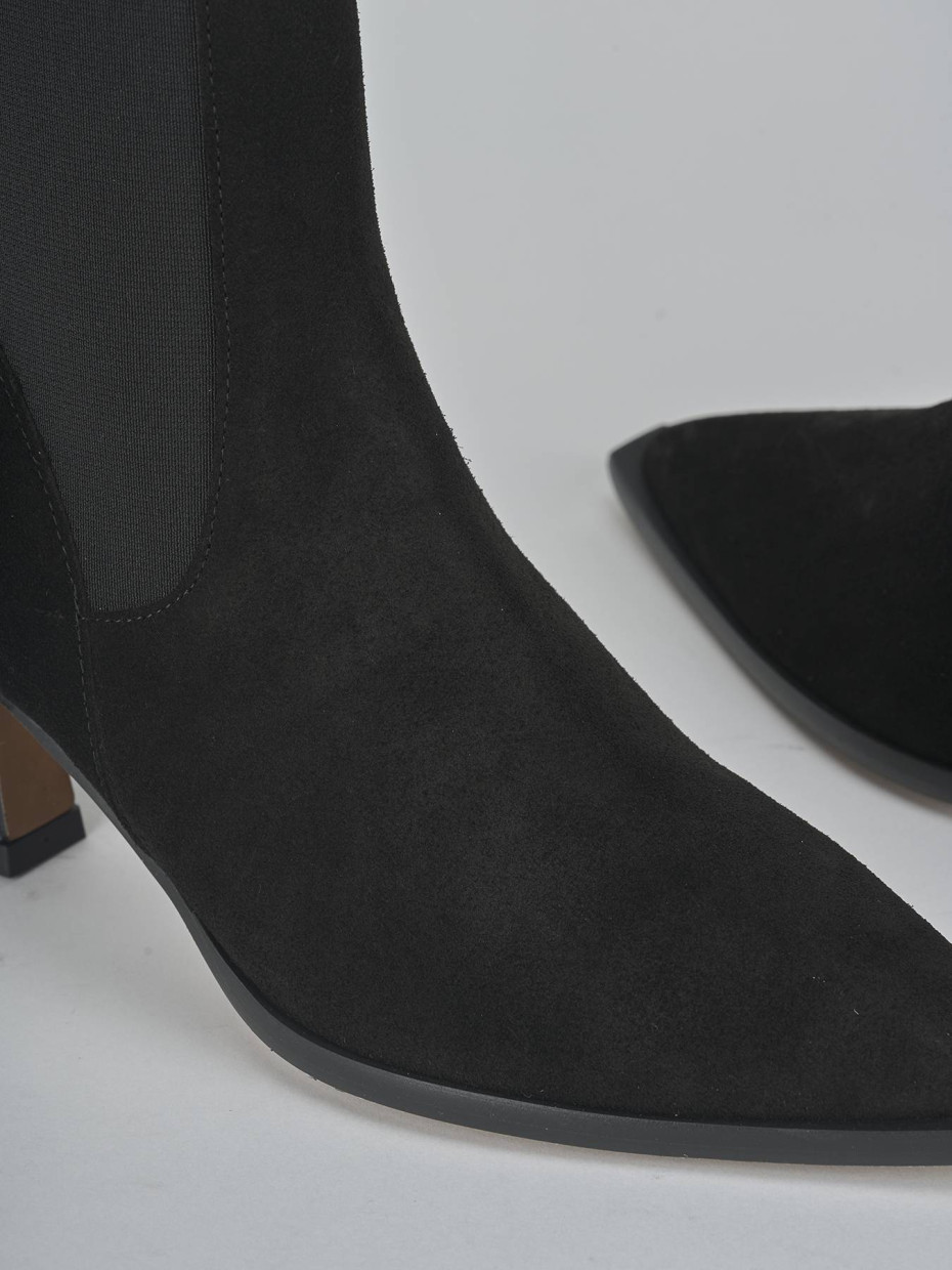 Botines de tacón alto tacón 5 cm negro ante