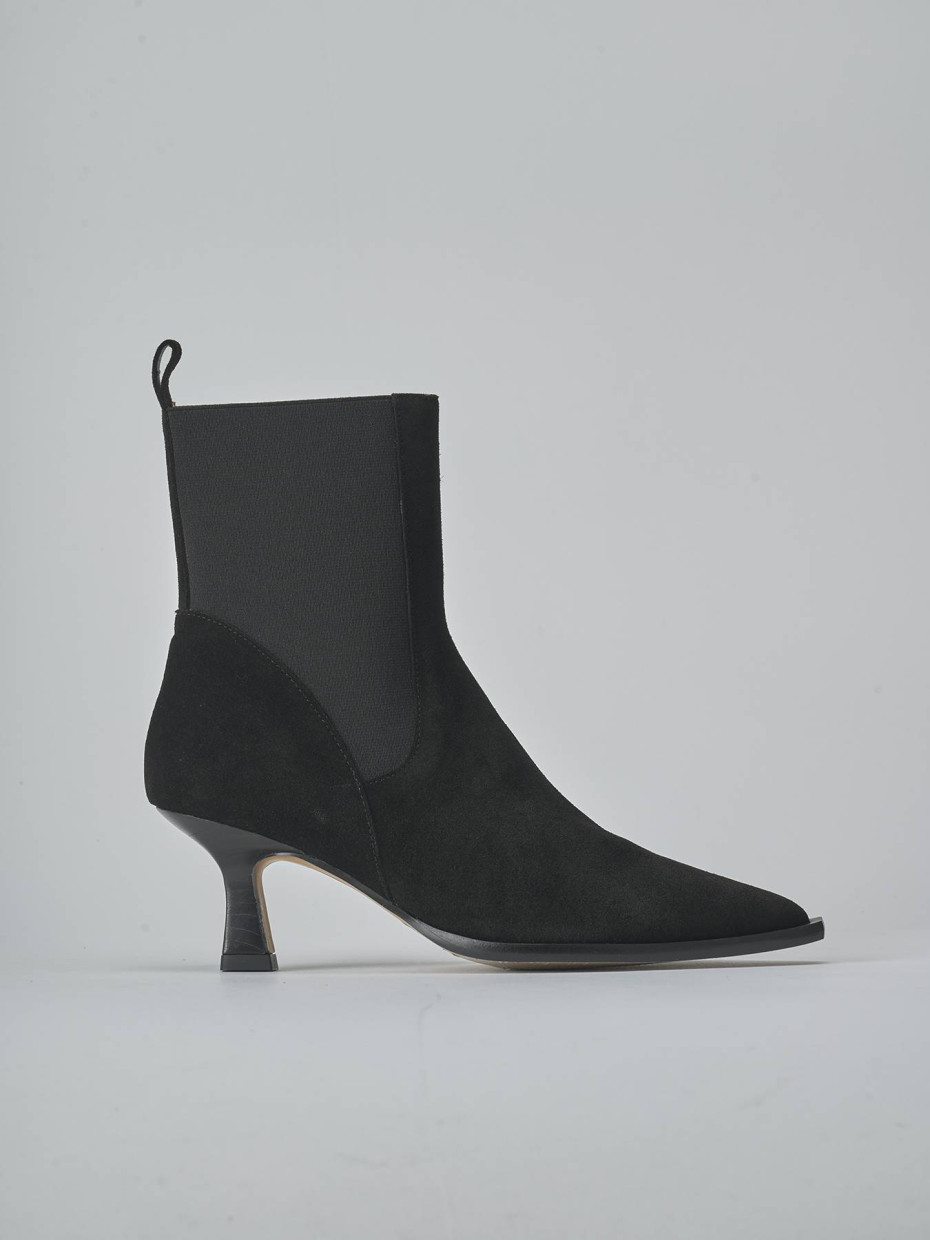 Botines de tacón alto tacón 5 cm negro ante