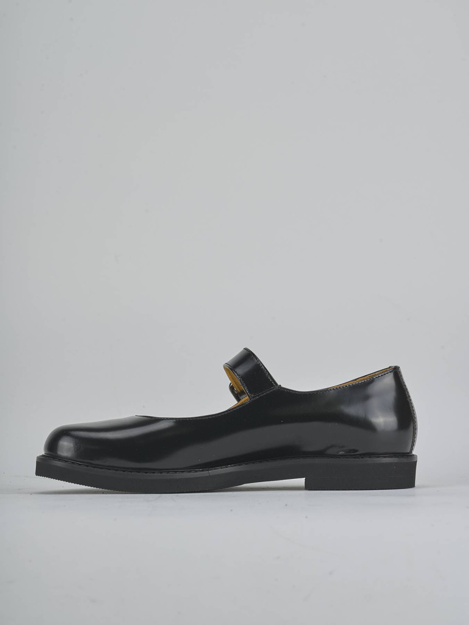 Bailarinas tacón 3 cm negro cuero