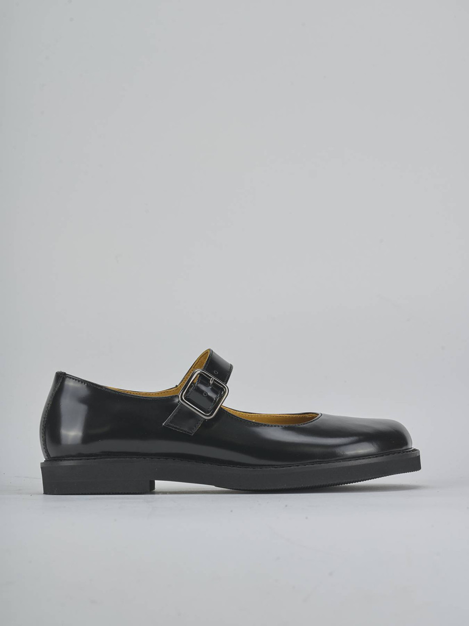 Bailarinas tacón 3 cm negro cuero