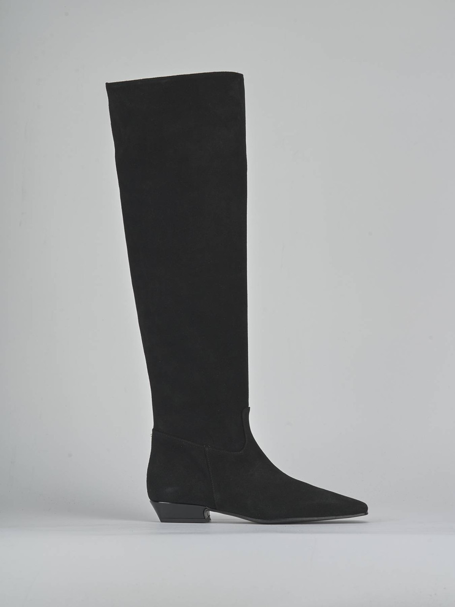 Botas de tacón bajo tacón 3 cm negro ante