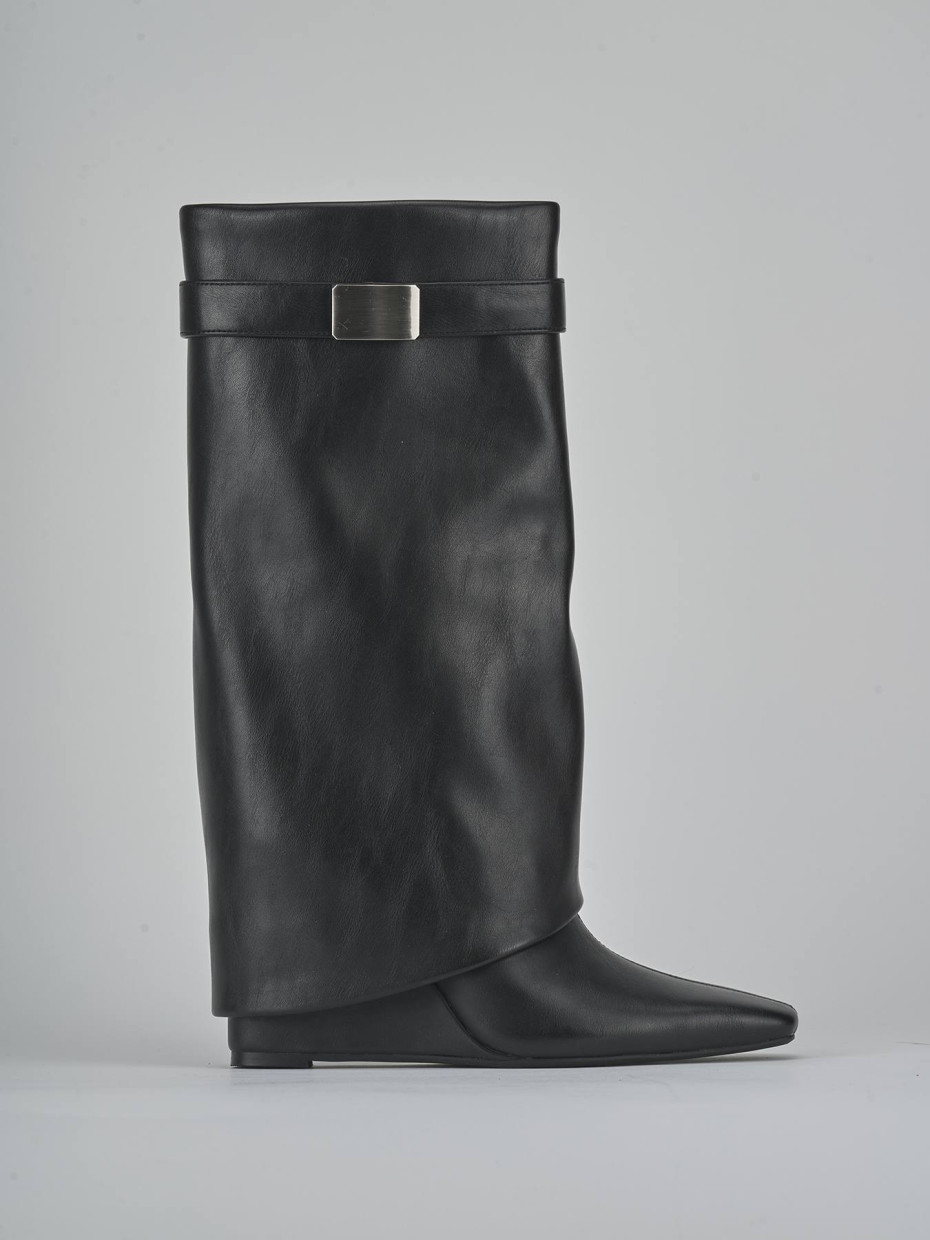 Botas de tacón alto tacón 10 cm negro pelle sostenibile