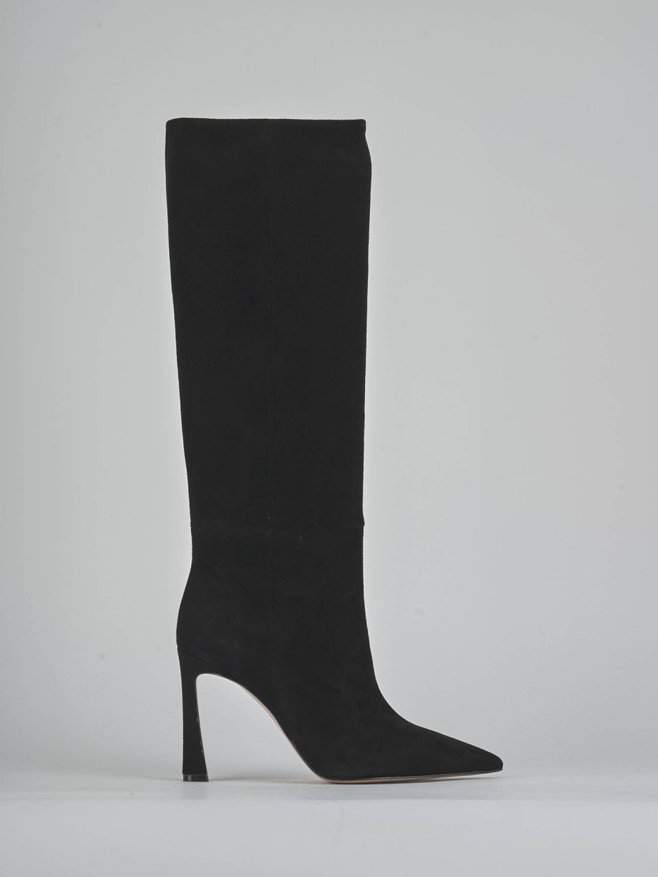 Botas de tacón alto tacón 9 cm negro ante