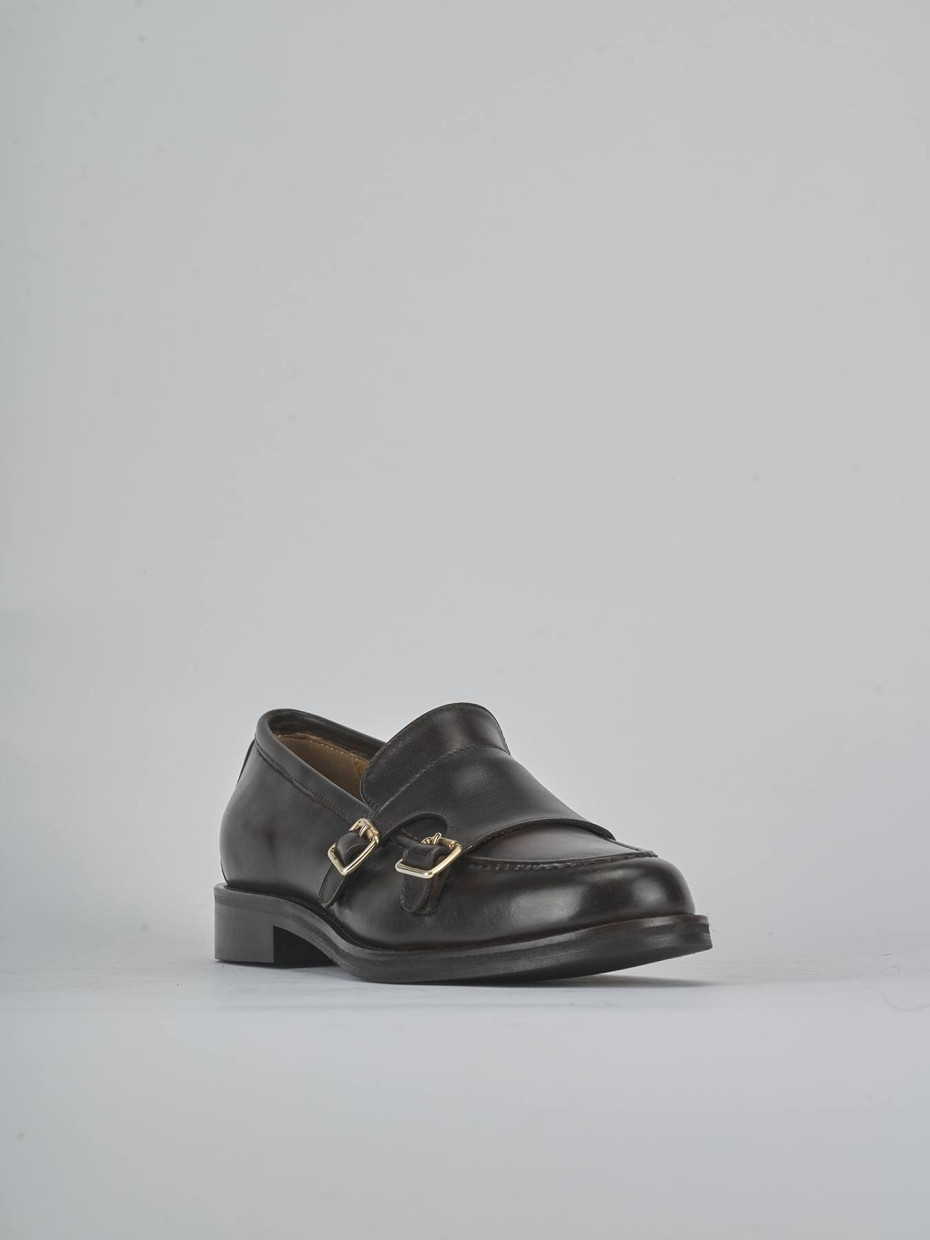 Mocasines tacón 2 cm marrón oscuro cuero