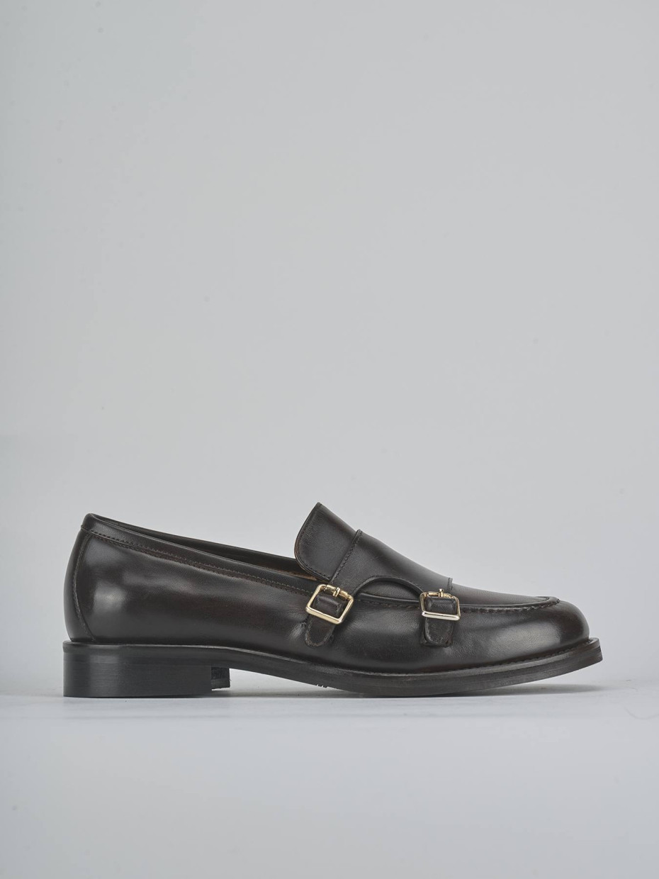 Mocasines tacón 2 cm marrón oscuro cuero