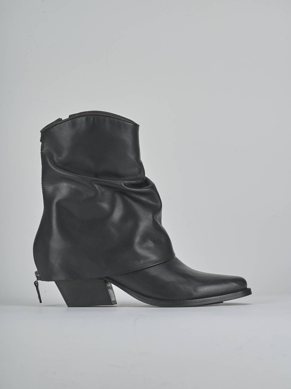 Botines de tacón alto tacón 7 cm negro cuero