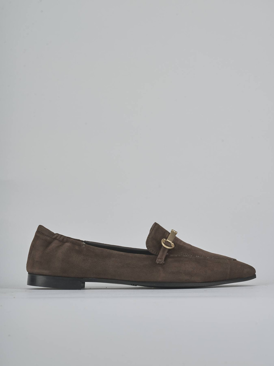 Mocasines tacón 2 cm marrón oscuro ante