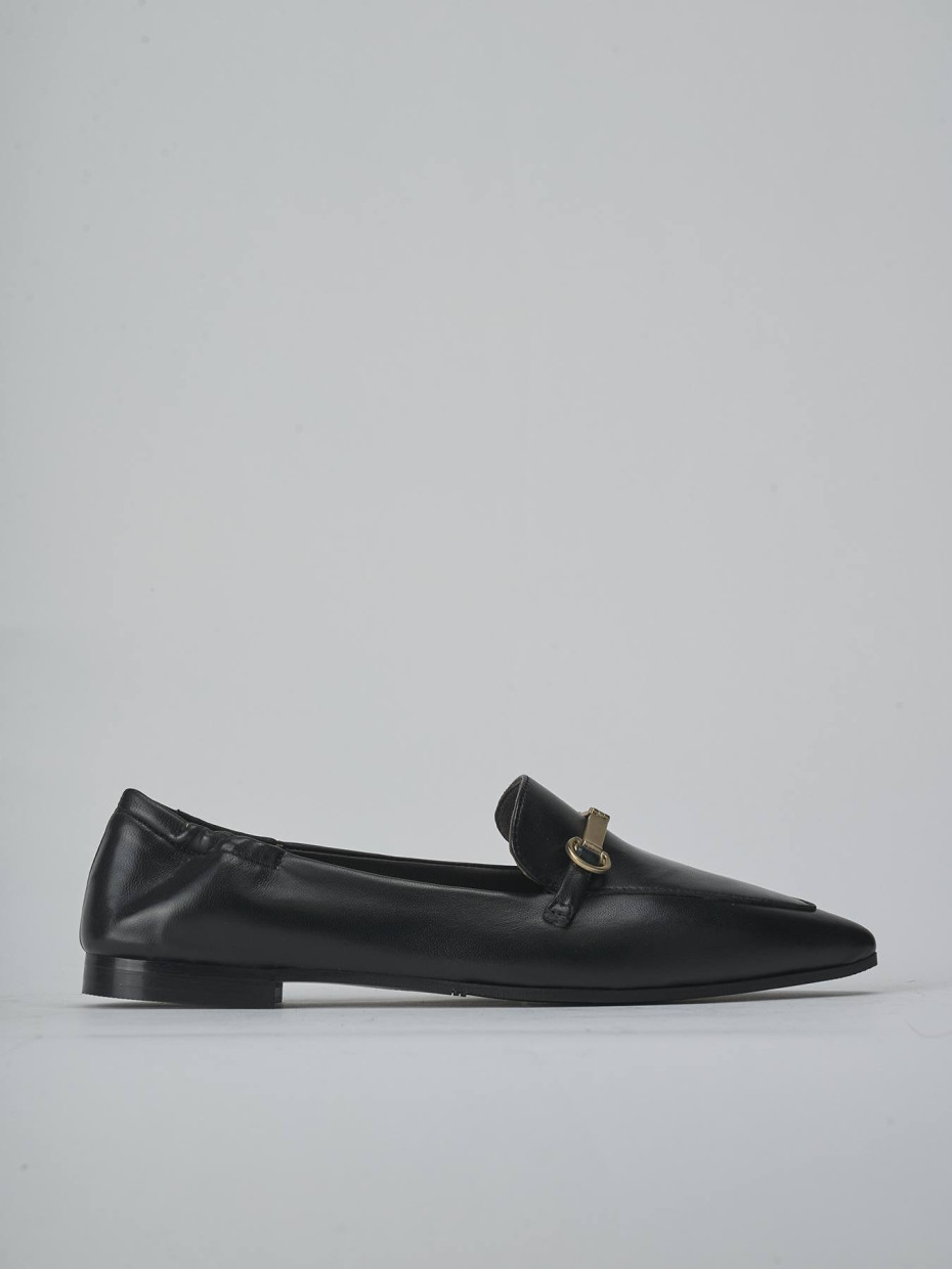 Mocasines tacón 2 cm negro cuero