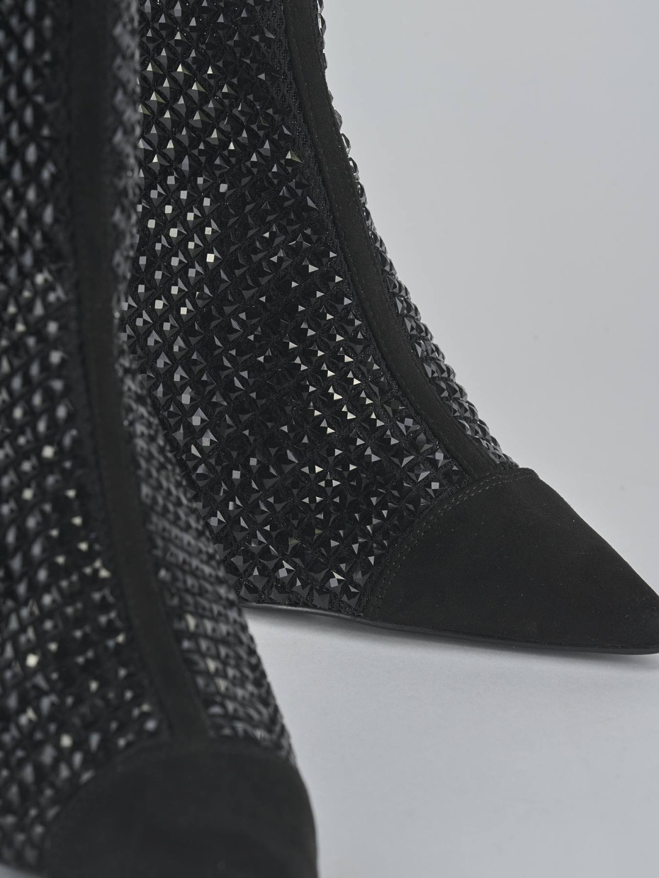 Stivaletti tacco 8cm camoscio sostenible nero