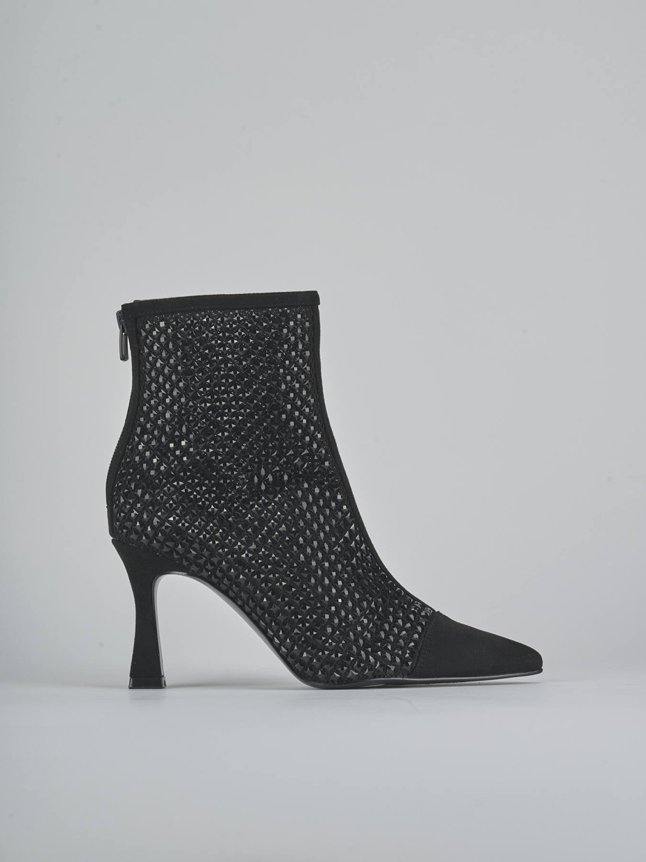 Stivaletti tacco 8cm camoscio sostenible nero