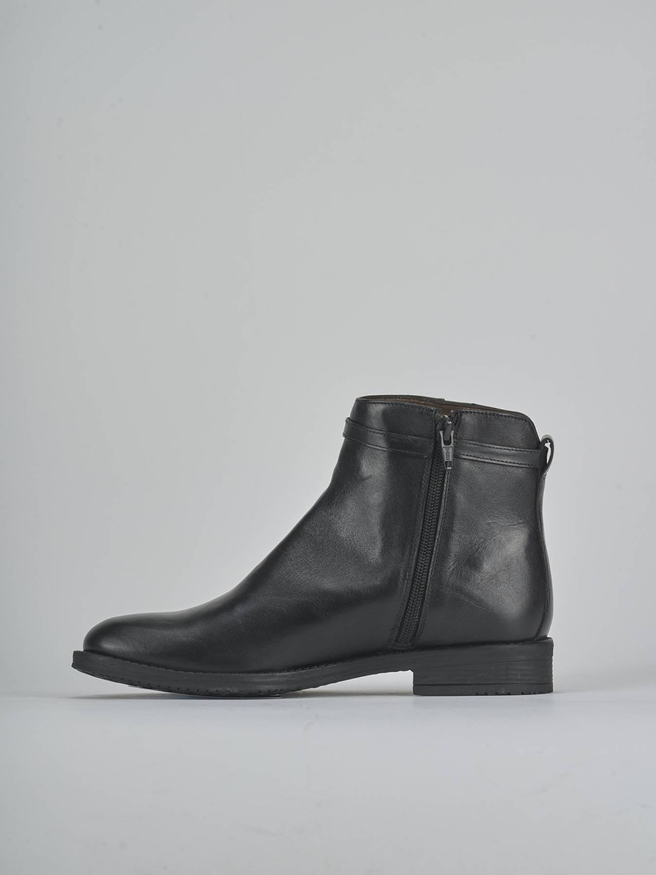 Botines de tacón bajo tacón 1 cm negro cuero