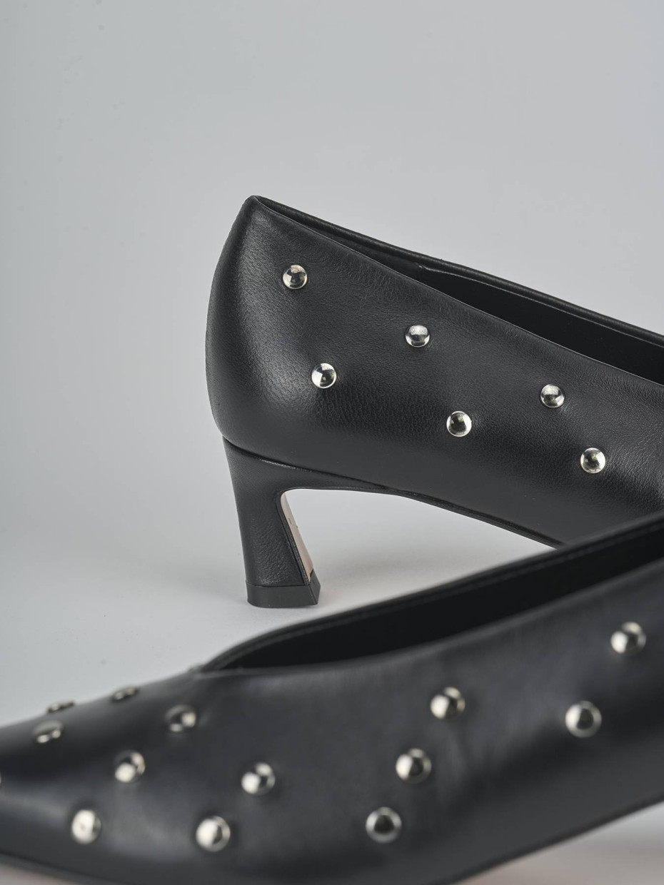 Zapatos de salón tacón 5 cm negro cuero