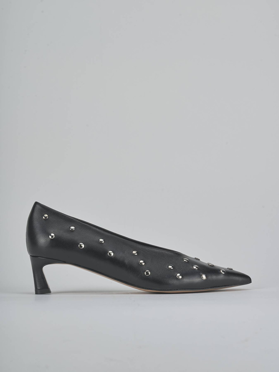 Zapatos de salón tacón 5 cm negro cuero