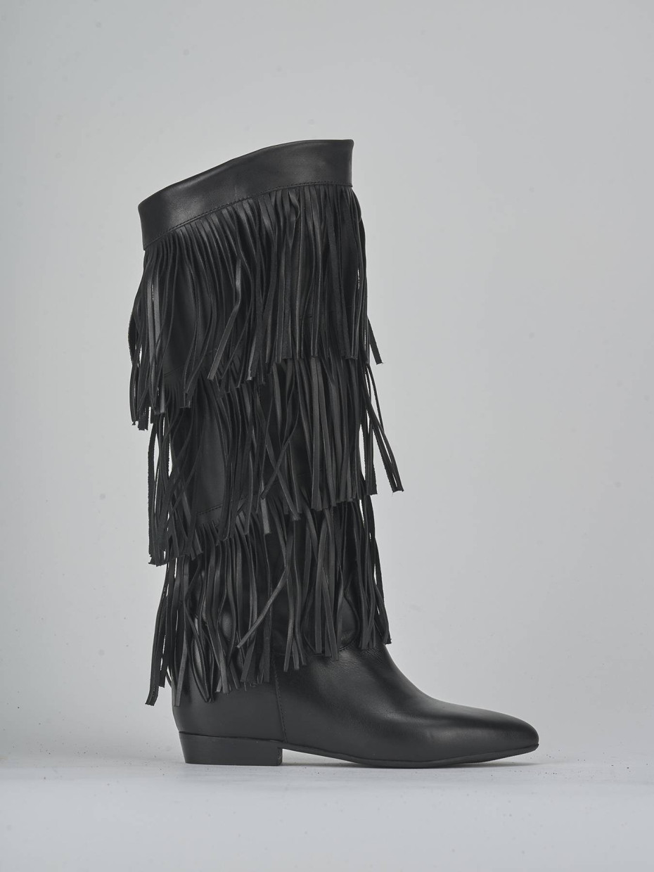 Stivali tacco 2cm pelle nero