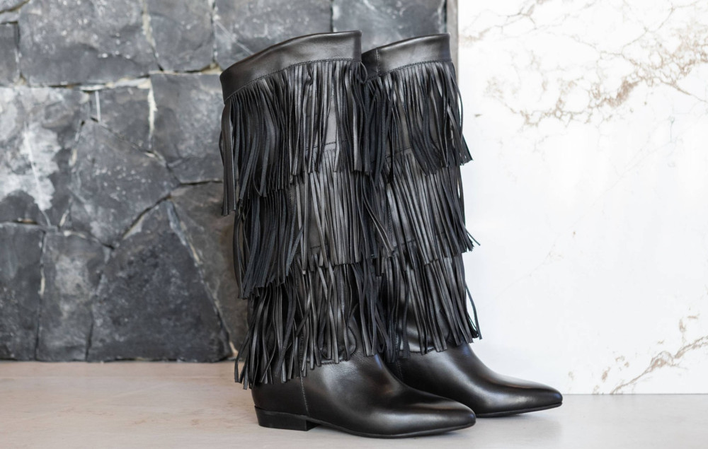 Stivali tacco 2cm pelle nero