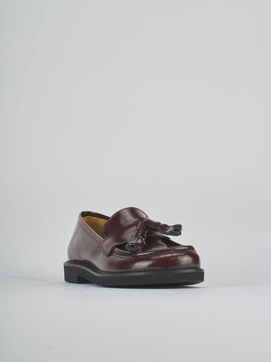 Mocasines tacón 3 cm burdeos cuero