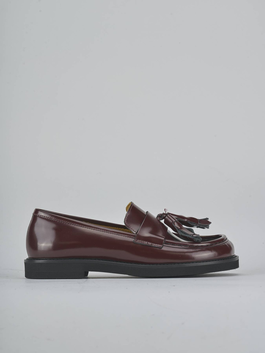 Mocasines tacón 3 cm burdeos cuero