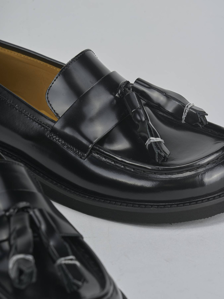 Mocasines tacón 3 cm negro cuero