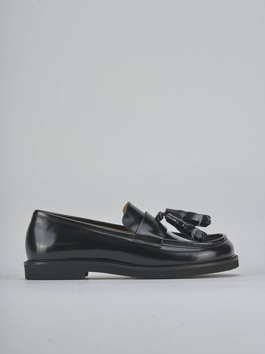 Mocasines tacón 3 cm negro cuero