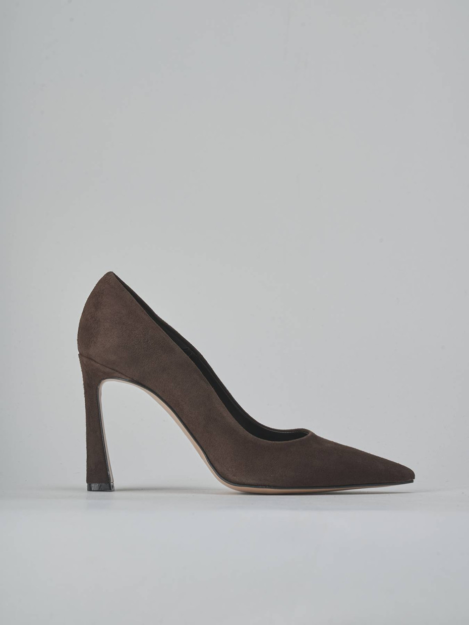 Zapatos de salón tacón 9 cm marrón oscuro ante