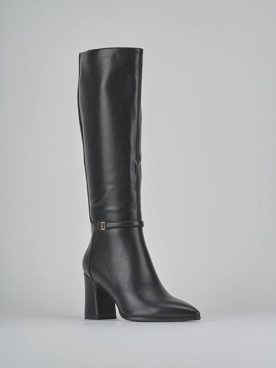 Botas de tacón alto tacón 9 cm negro pelle sostenibile