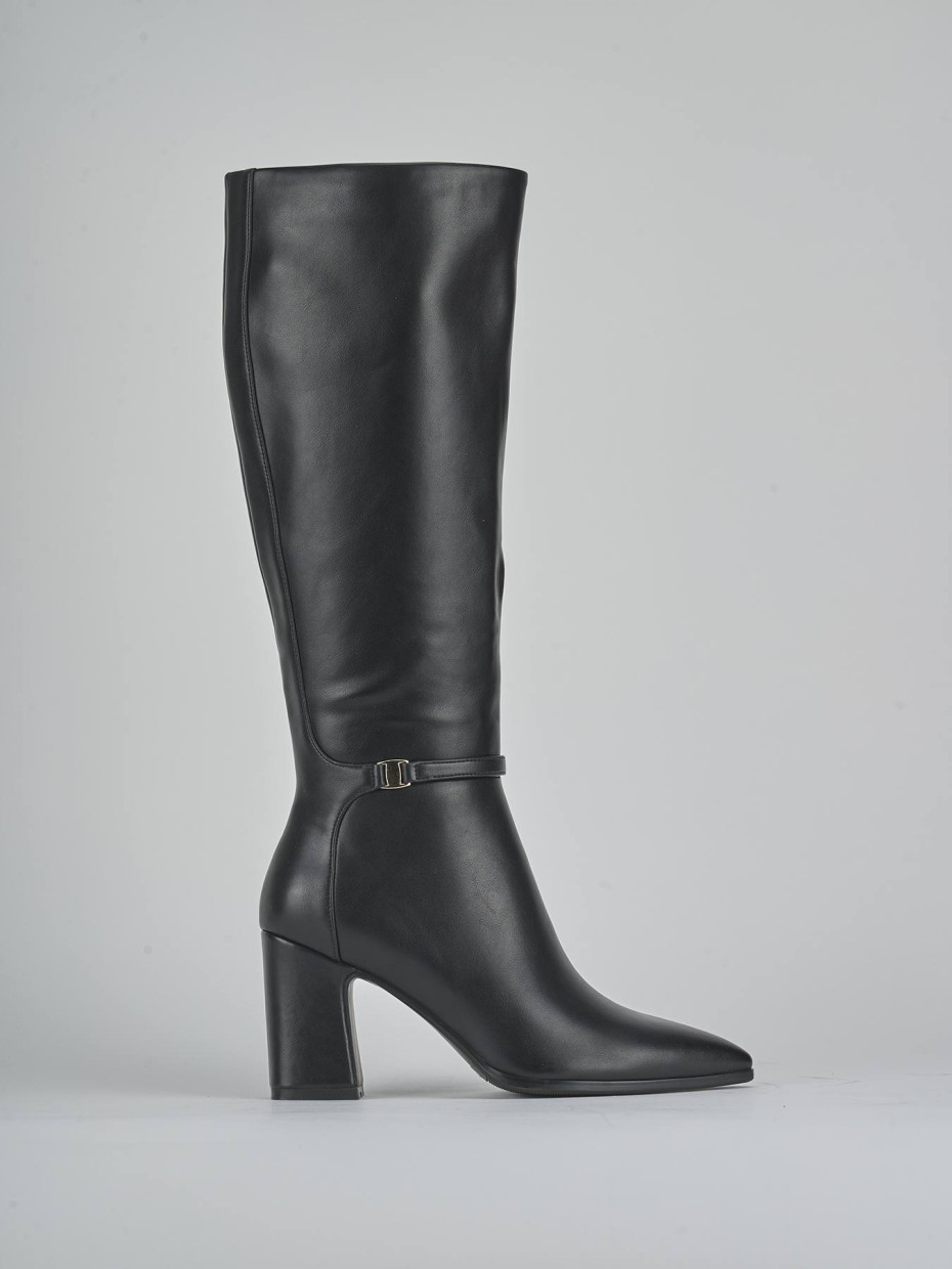 Botas de tacón alto tacón 9 cm negro pelle sostenibile