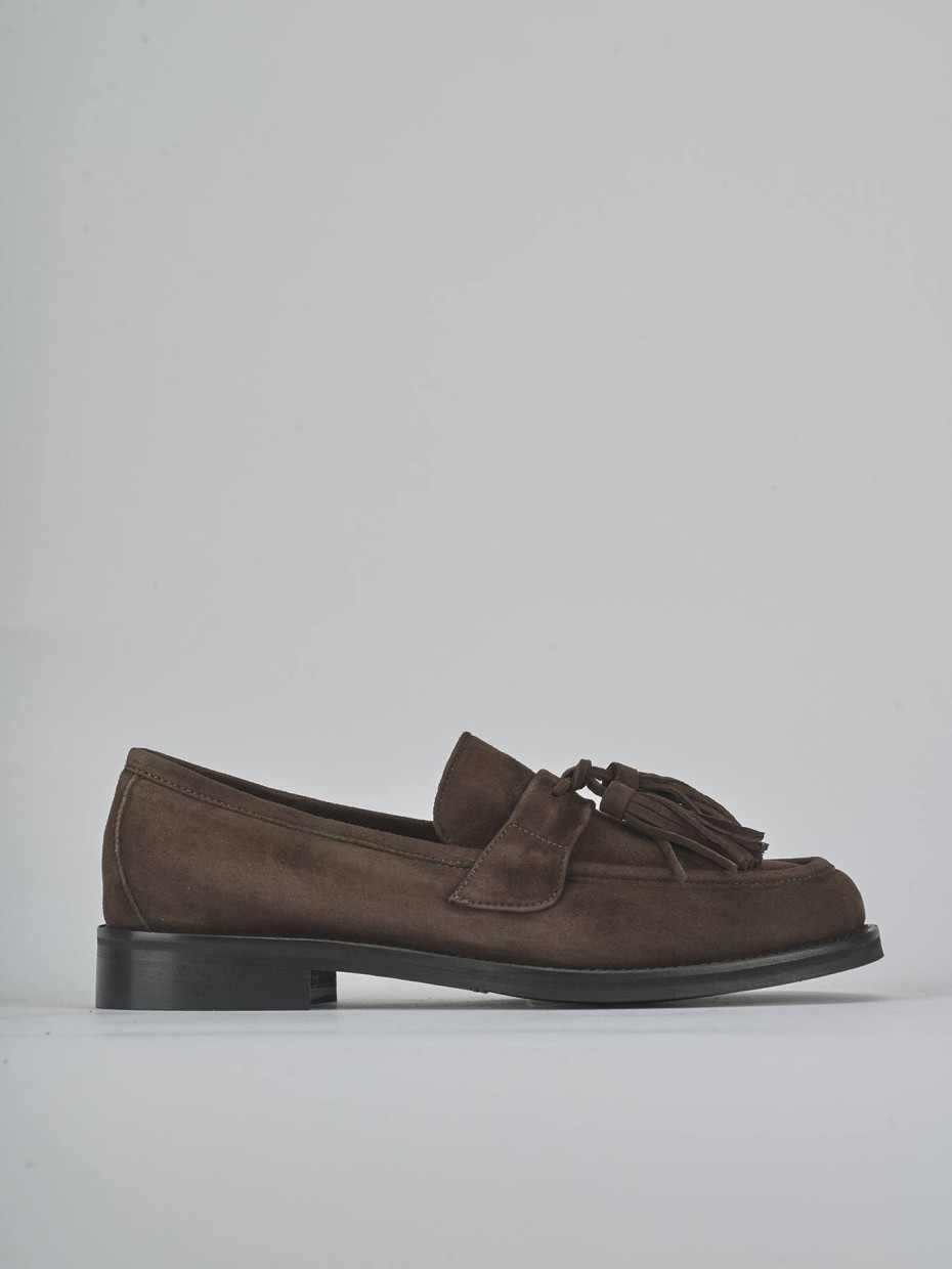 Mocasines tacón 2 cm marrón oscuro ante