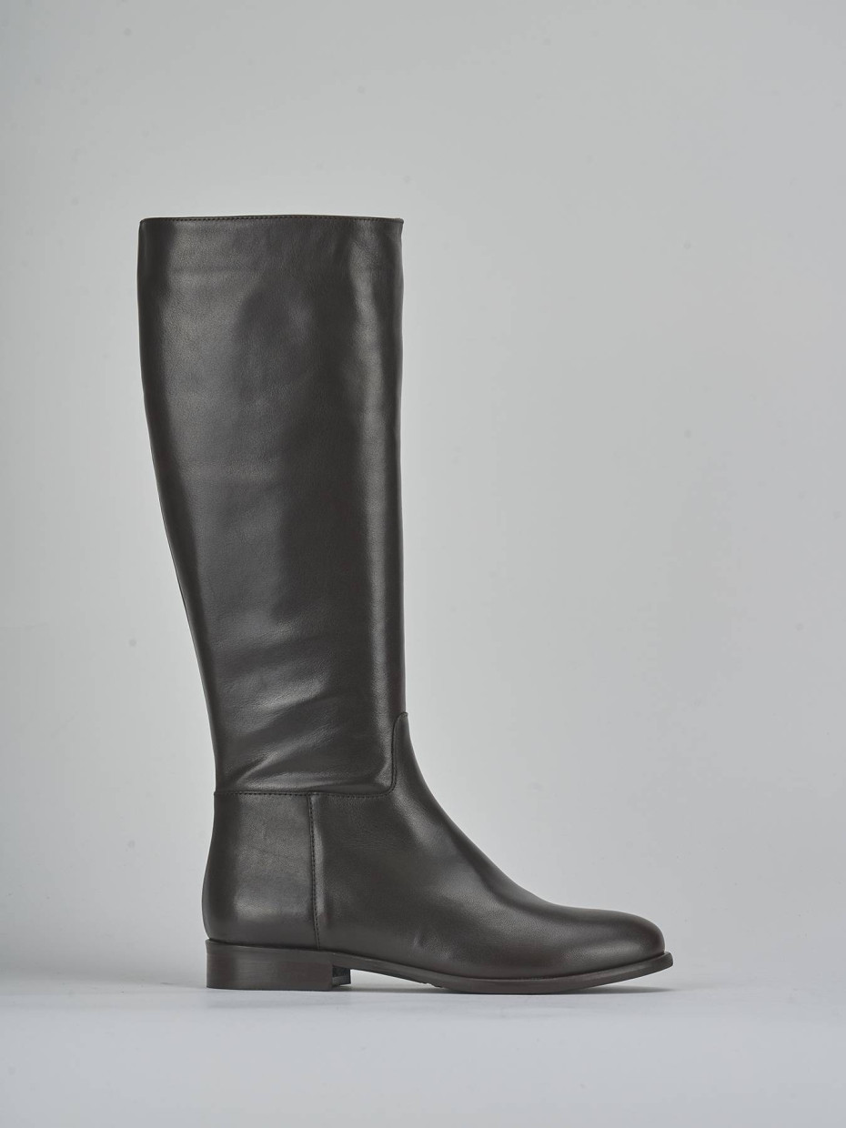 Low heel boots heel 2 cm dark brown leather