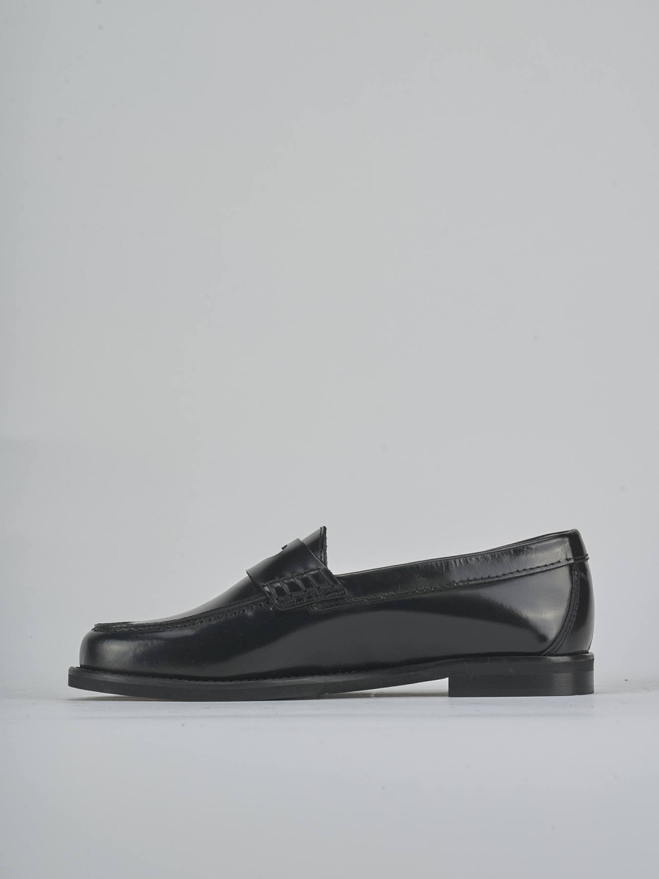 Mocasines tacón 1 cm negro cuero