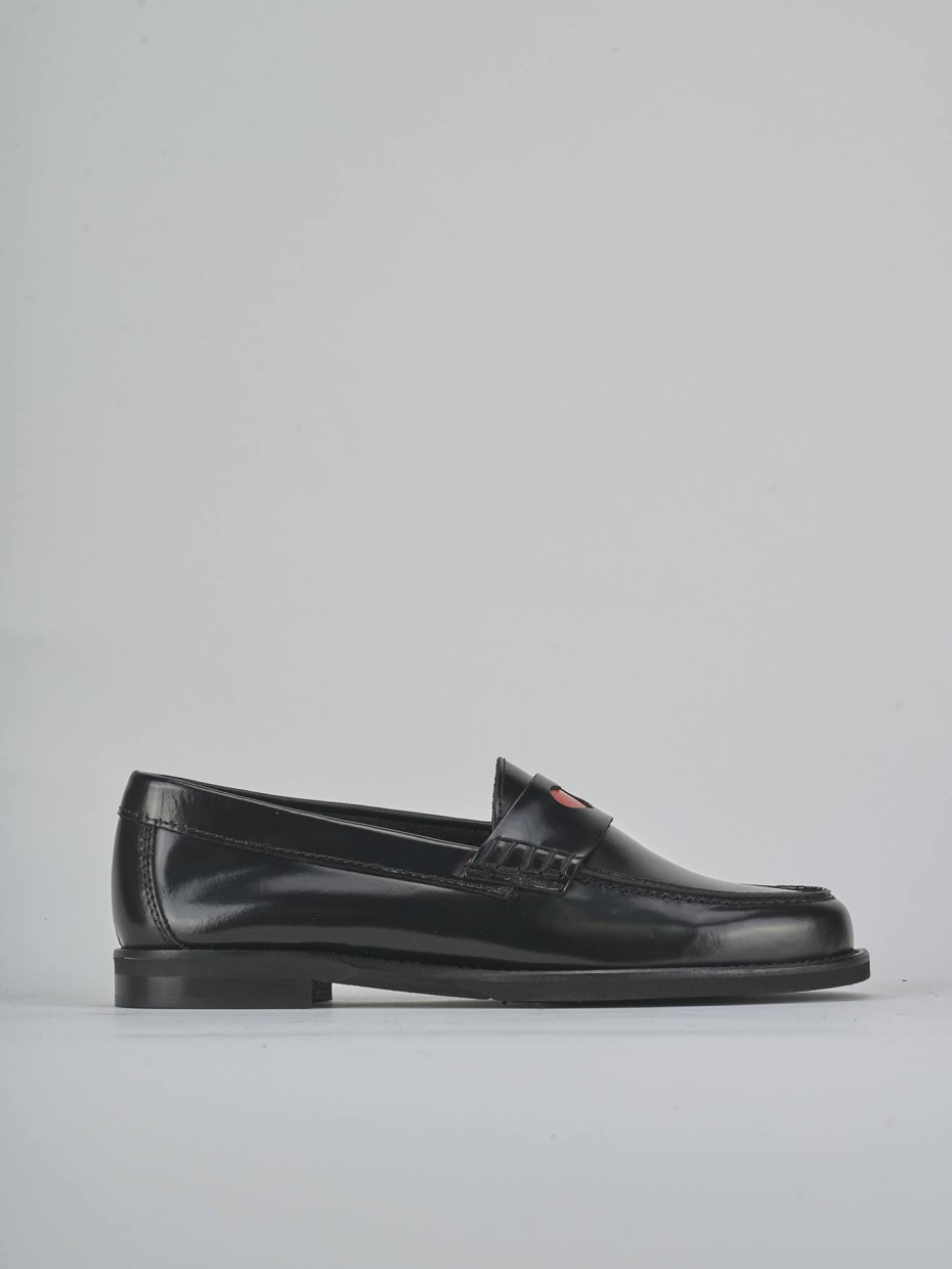 Mocasines tacón 1 cm negro cuero