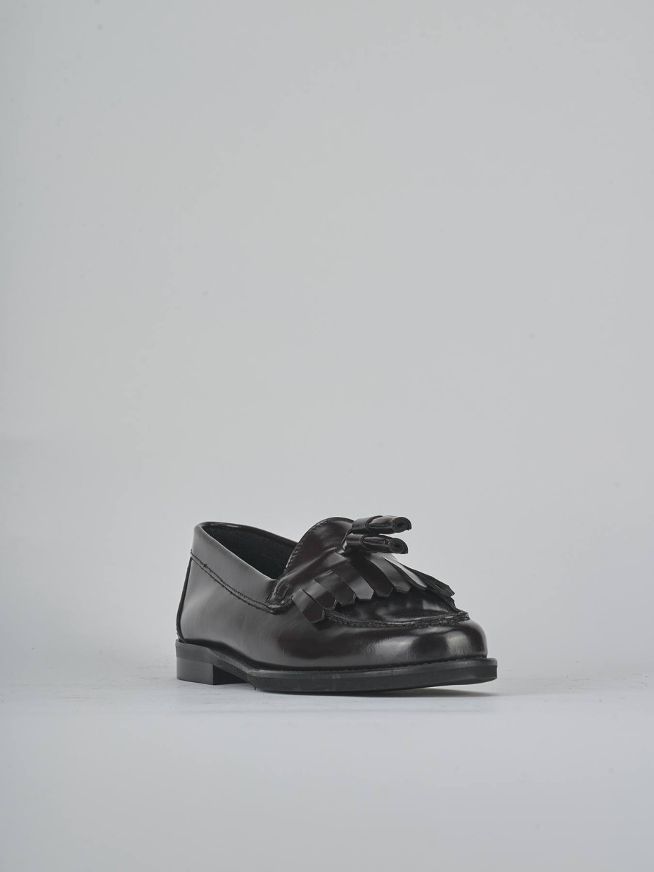 Mocasines tacón 1 cm burdeos cuero