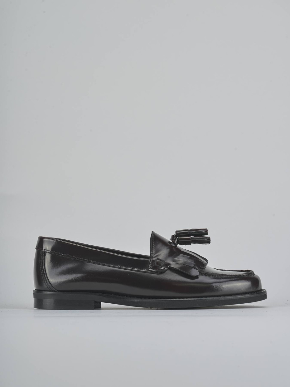 Mocasines tacón 1 cm burdeos cuero