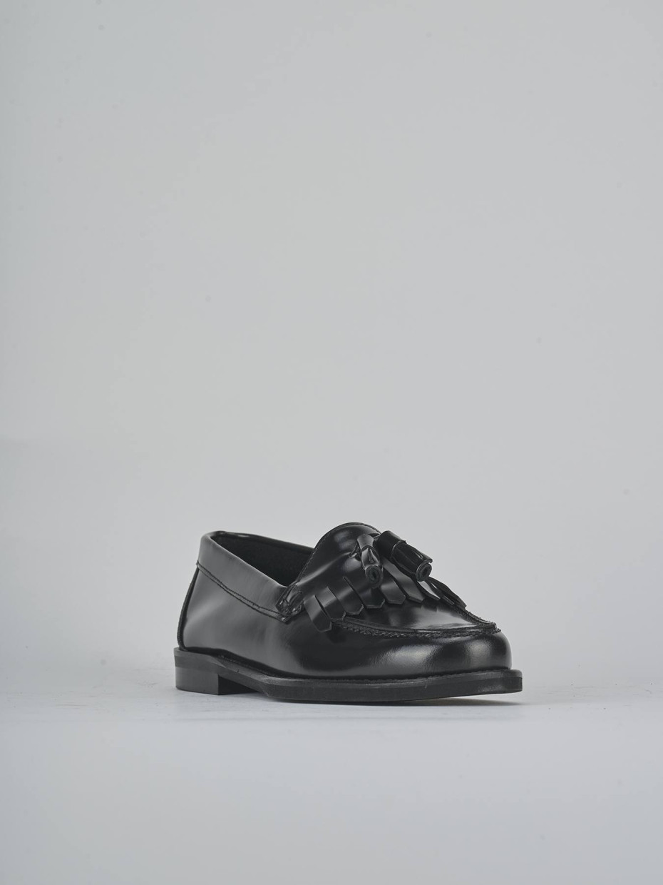 Mocasines tacón 1 cm negro cuero