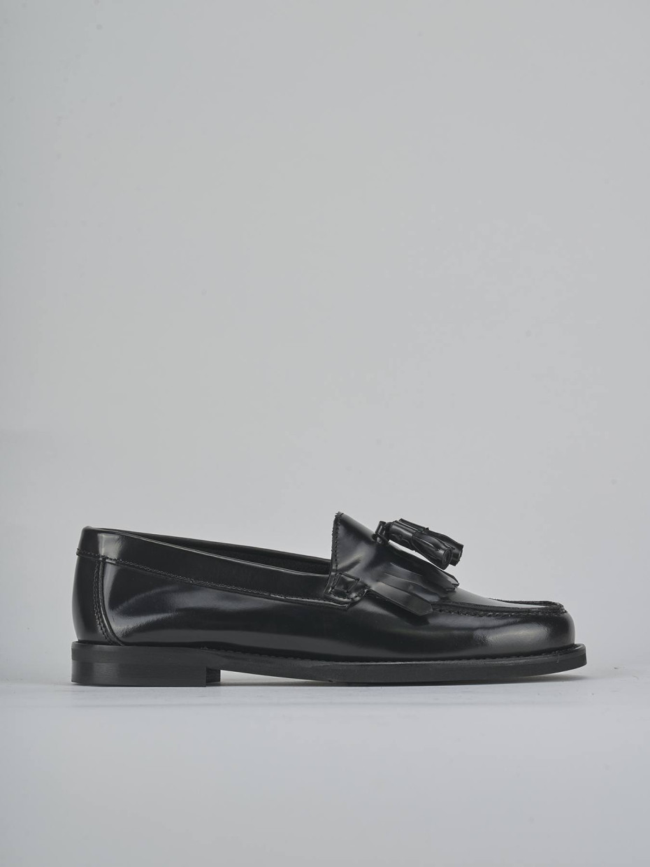 Mocasines tacón 1 cm negro cuero