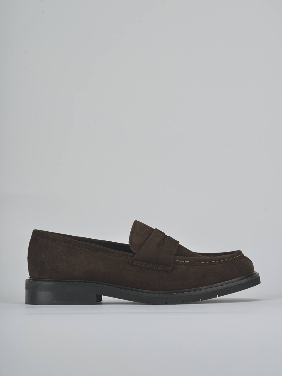 Mocasines tacón 1 cm marrón oscuro ante