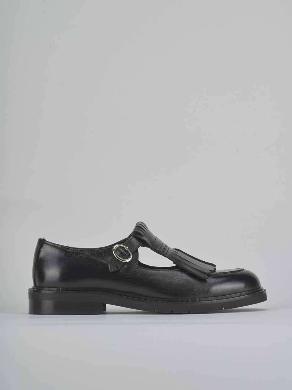 Bailarinas tacón 1 cm negro cuero