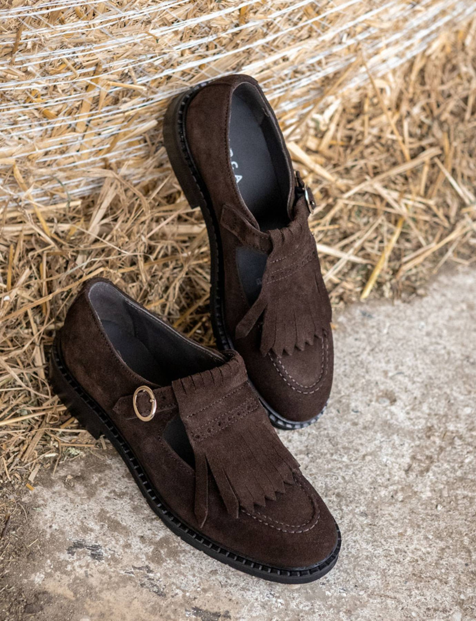 Ballerine tacco 1cm camoscio testa