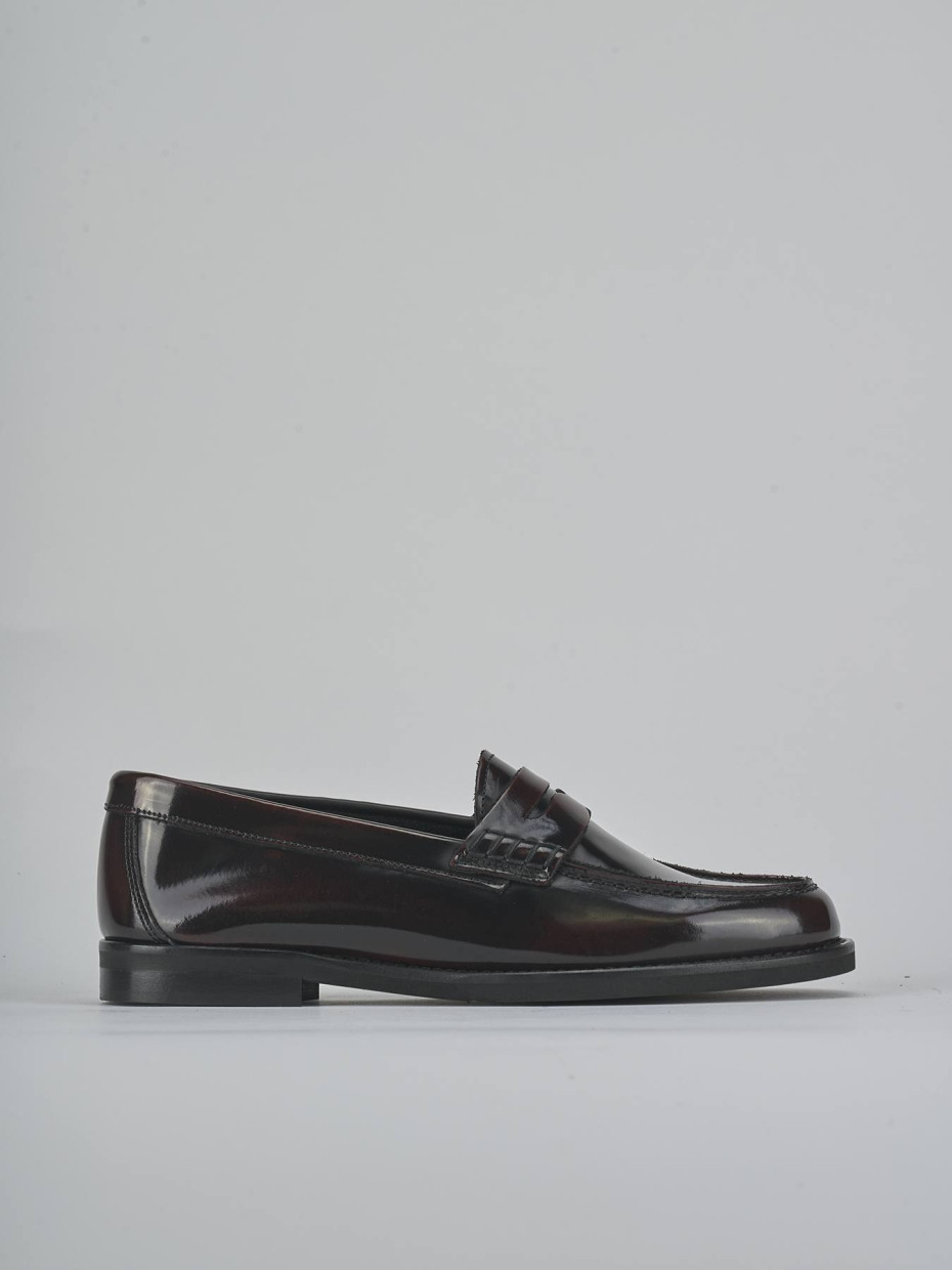 Mocasines tacón 1 cm burdeos cuero