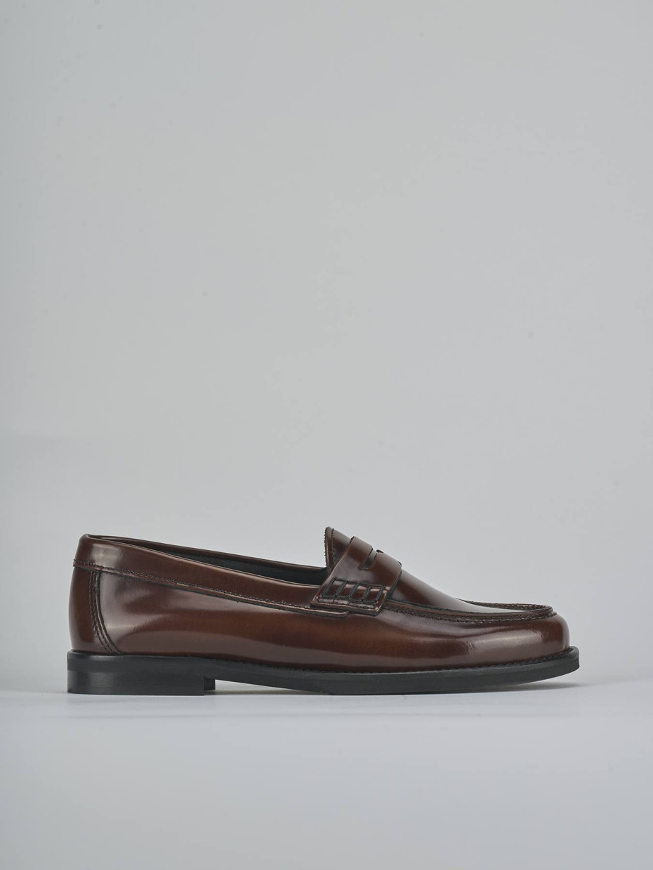 Mocasines tacón 1 cm marrón cuero
